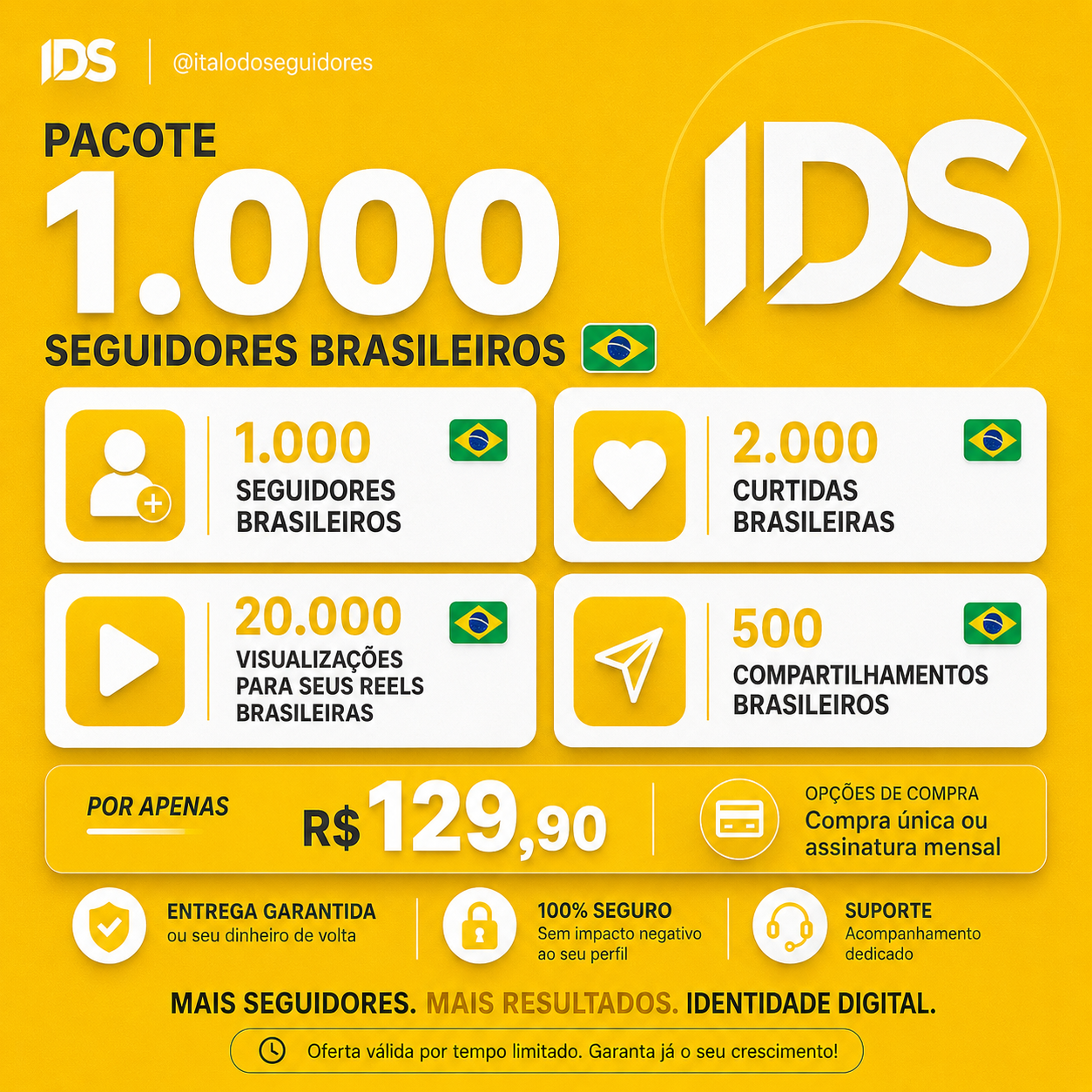 Pacote de 1.000 seguidores com engajamento