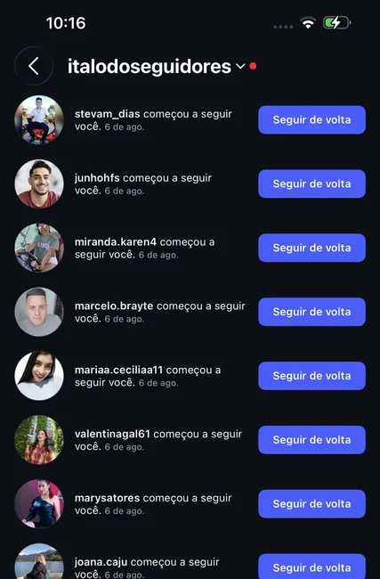 Prévia Seguidores femininos